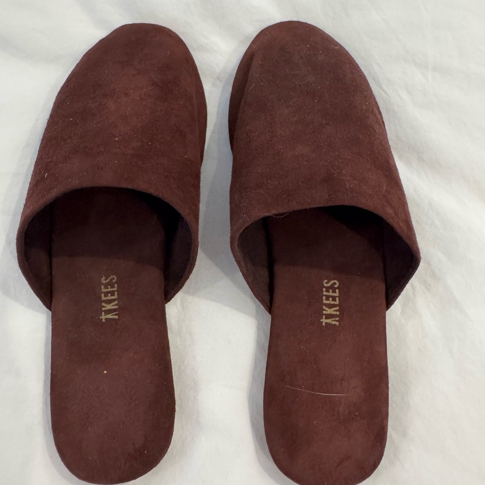 TKEES Brown Suede Slides